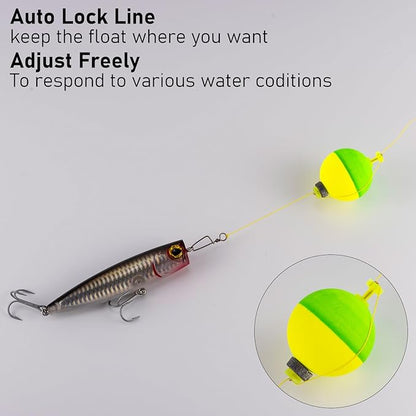 Dr.Fish 10 Pack Weighted Fishing Bobbers Snap-on Spring Floats EVA Foam Push Button Clip on Floats Fly Fishing Trout Bass Crappie Catfish