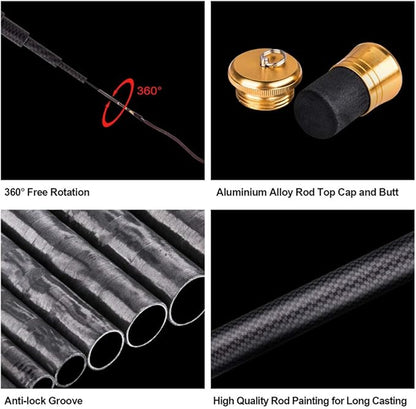 Goture//Telescopic Tenkara Fishing Rod Kit//Ultralight Travel Fishing Rod,Portable Collapsible Bass Crappie Rod, Carbon Fiber Inshore Stream Trout Pole 10 12 15 18 21 24 Free Tip Set(Top 3 Segment)