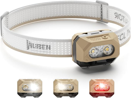 WUBEN H4 LED Headlamp Rechargeable, 800 Lumens Super Bright Head lamp, IP68 Waterproof headlamp with Motion Sensor, Headlight Flashlight 10 Modes with Red Light, for Camping Fishing& Hiking Gear