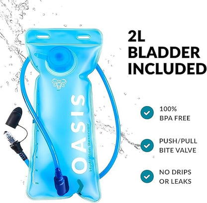 Water Buffalo Hydration Backpack - Lightweight Hydration Pack with 2L Water Bladder - Water Backpack for Hiking, Running, Biking, and Raves - Road Runner 12L Hydropack Backpack