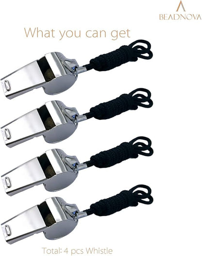 BEADNOVA Stainless Steel Whistles with Lanyard Lifeguard Whistle Referee Whistle Metal Whistle Sports Whistle Coaches Whistle
