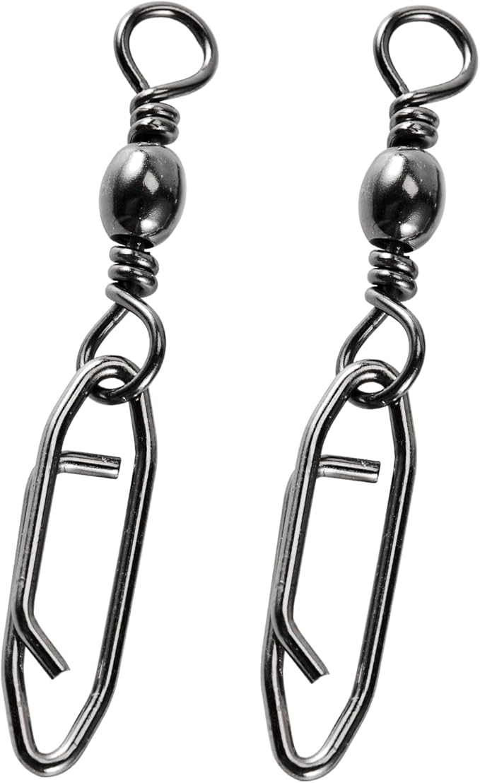 Atibin Saltwater Freshwater Snap Swivels Stainless Heavy Steel Fishing Clips Swivel Barrel Clip Fishing Snaps Rolling Speed Change Black Nickel
