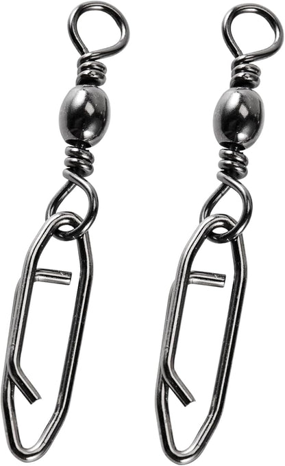 Atibin Saltwater Freshwater Snap Swivels Stainless Heavy Steel Fishing Clips Swivel Barrel Clip Fishing Snaps Rolling Speed Change Black Nickel