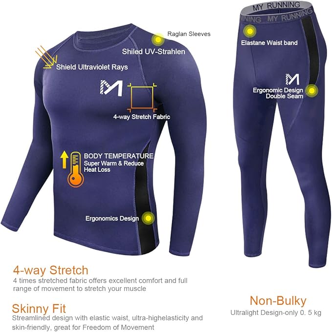 Men's Thermal Underwear Set Sport Long Johns Base Layer
