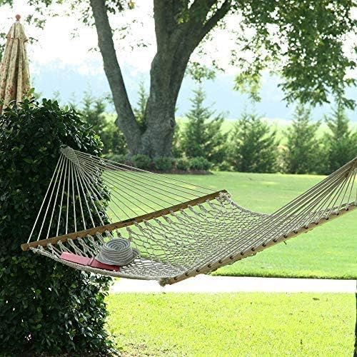 Original Pawleys Island 13OC Original Deluxe Cotton Rope Hammock with Free Extension Chains & Tree Hooks, Handcrafted in The USA, Accommodates 2 People, 450 LB Weight Capacity, 13 ft. x 55 in.