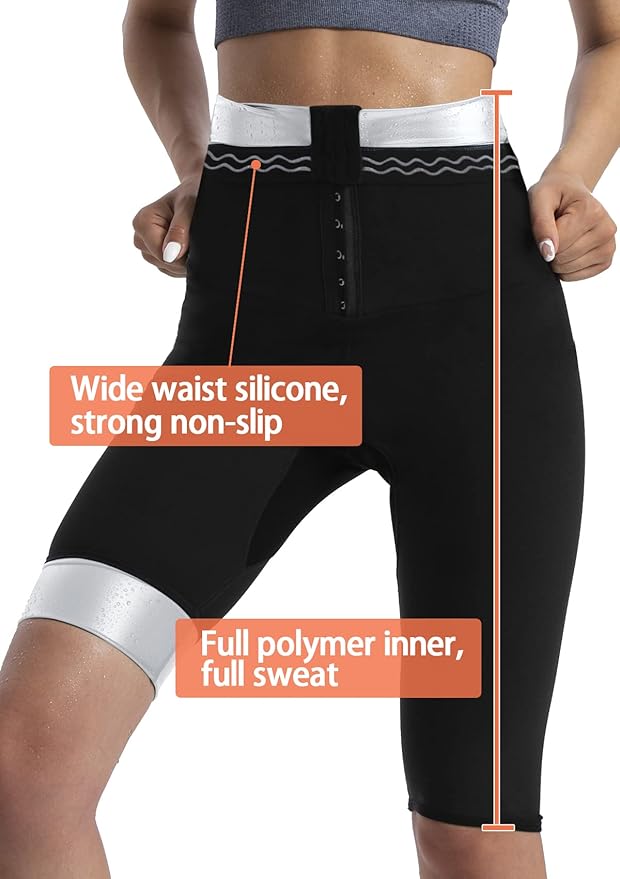 Sauna Pants Women Sweat Capris Slimming Leggings,Mesh Crotch,High Waist Workout Body Shaper Suits