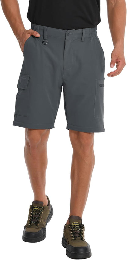 Mens Hiking Pants Convertible Quick Dry Zip Off Tactical Cargo Pants Water Resistant Lightweight Outdoor Pants with 6 Pockets