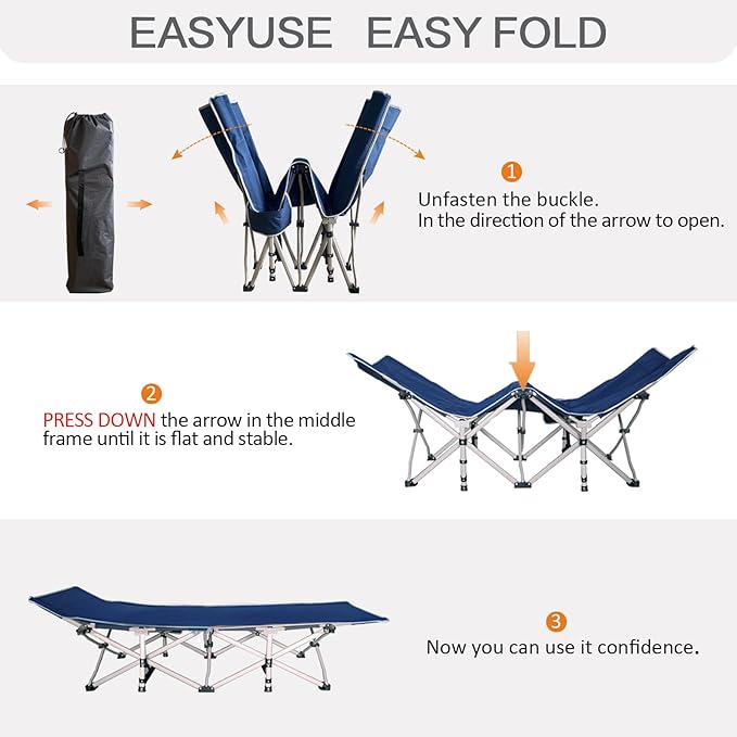 2 Pack Camping Cot with Mattress Comfortable Sleeping Cot Camping Cots for Adults 2 Person Folding Cot Heavy Duty Cots for Sleeping with Carry Bag Outdoor Indoor Home Vacation