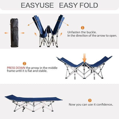 2 Pack Camping Cot with Mattress Comfortable Sleeping Cot Camping Cots for Adults 2 Person Folding Cot Heavy Duty Cots for Sleeping with Carry Bag Outdoor Indoor Home Vacation