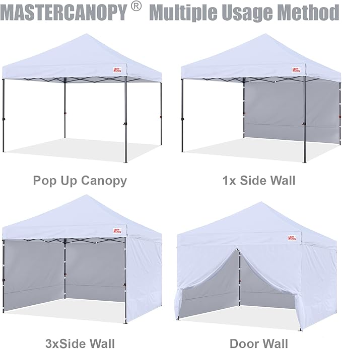 MASTERCANOPY Heavy Duty Pop-up Canopy Tent with Sidewalls (10x10,White)