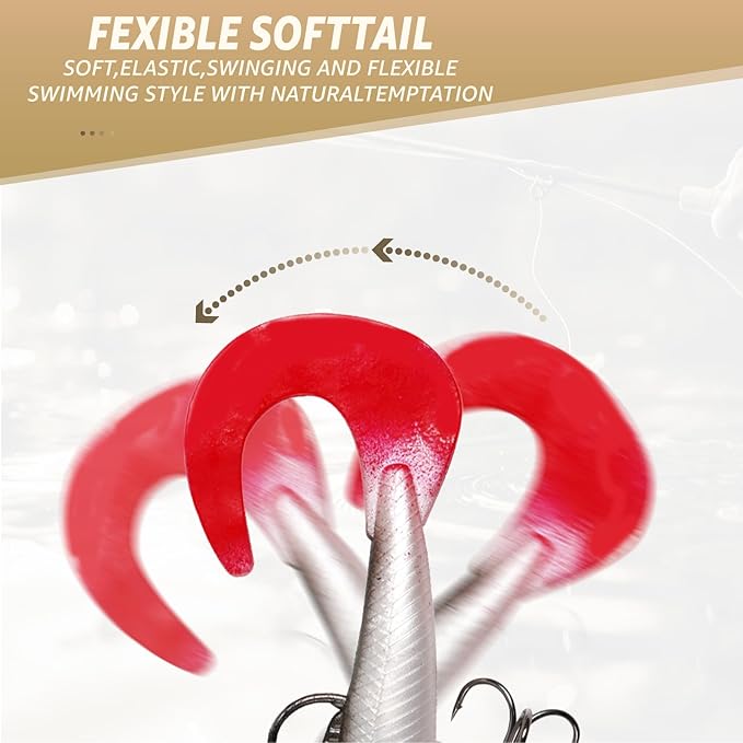 Inmorven Soft Fishing Lures Shad Minnow Swimbaits, Pre-Rigged Jig Head Paddle Tail Swimbaits for Freshwater and Saltwater, Jigs Fishing Bait for Bass Crappie Trout Walleye, Fishing Gifts for Men