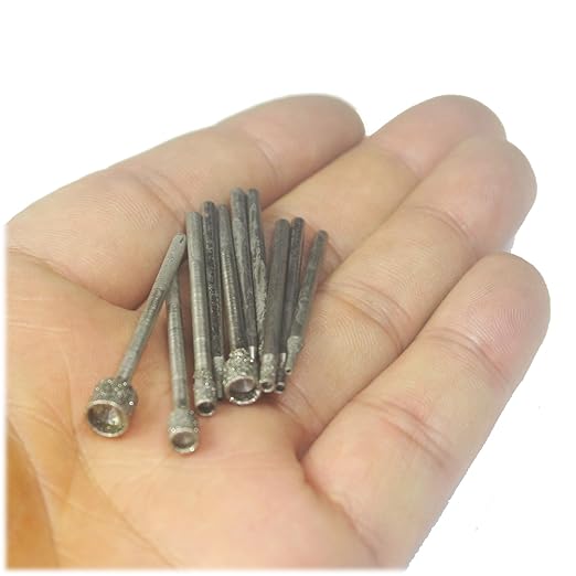 𝐋𝐮𝐨 𝐤𝐞 10 Pcs Hollow Cup Shape Diamond Burr Set, 3/32 Inch Shank Stone Carving Bits for Rotary Tools