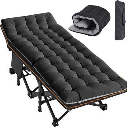 Slsy Oversized XXL Folding Camping Cot for Adults with Pad, Padded Portable Sleeping Cots, Camp Bed with Carry Bag for Outdoor Travel, Beach, Hiking