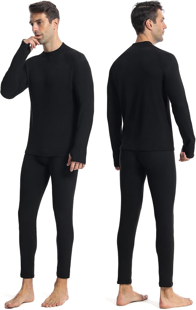 Runhit Mens Thermal Underwear Set：Fleece Lined Long Johns for Men Thermal Shirts and Pants Base Layer Cold Weather Thermals
