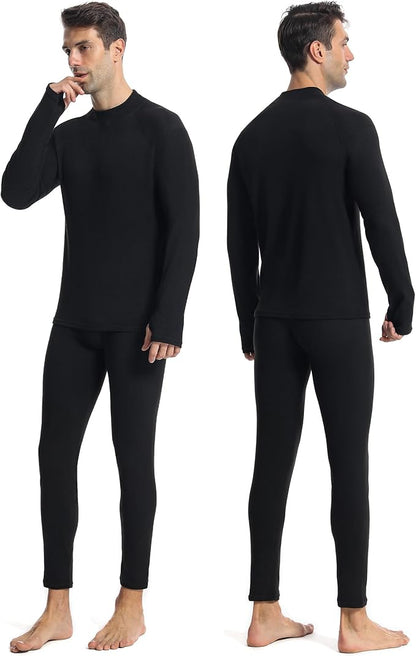 Runhit Mens Thermal Underwear Set：Fleece Lined Long Johns for Men Thermal Shirts and Pants Base Layer Cold Weather Thermals