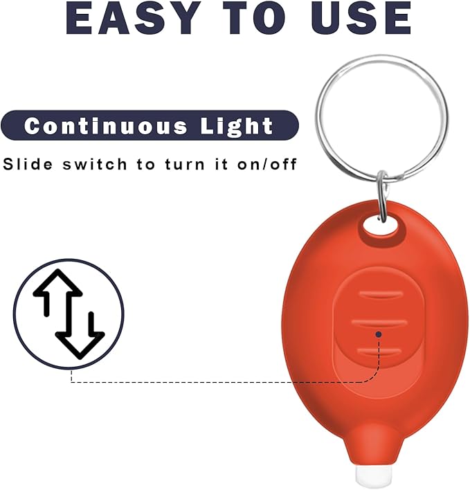 Mini LED Keychain Flashlight, 12 Lumen Orange Light, Portable Keyring Torch with Orange Shell, 6-Pack