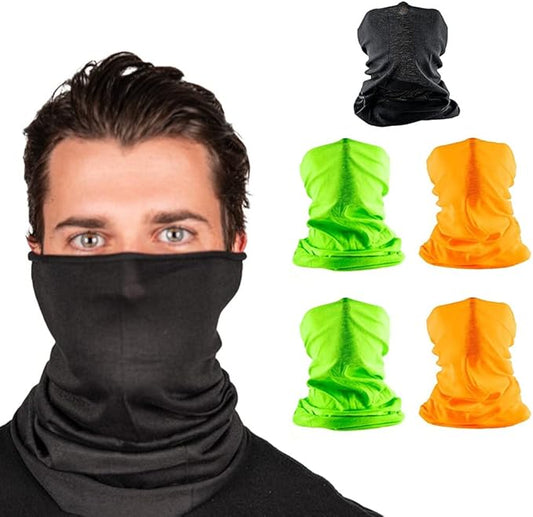 S A Company 5-Pack UV Face Shield | UV 30+ Multipurpose Neck Gaiter Balaclava for Adults