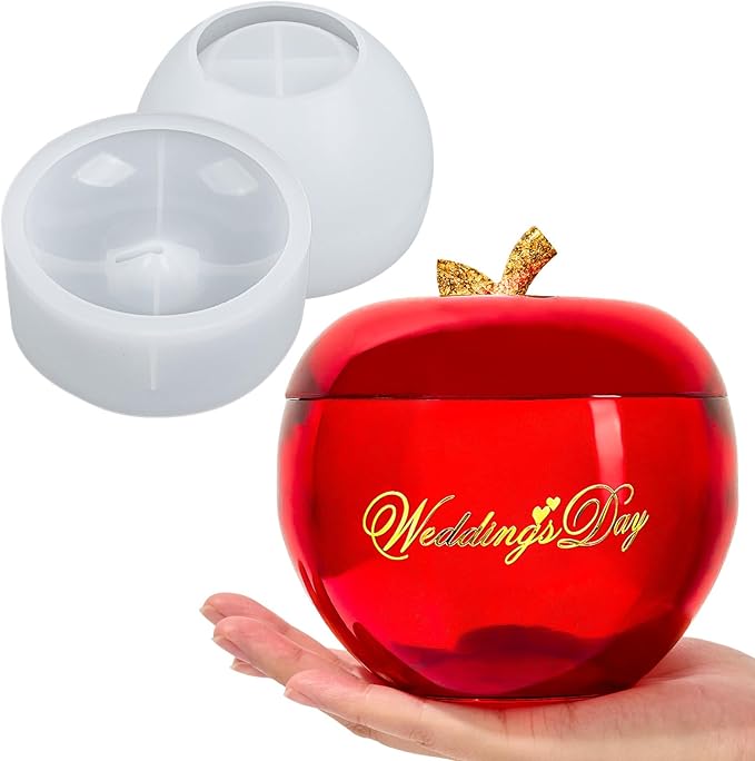 Apple Jar Resin Molds Extra Large, 5inch Jars Silicone Molds with Lid for Epoxy Resin Casting for DIY Jewelry Storage Box, Candy Container, Candle Vessel, Home Decoration