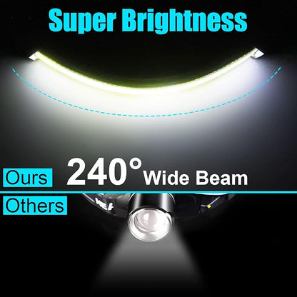 Headlamp Rechargeable, 3 Pack Bright LED Headlamps Wide Beam Head Lamp Headlight Flashlight with Red Tail Light 1200lm Lightweight Adjustable Waterproof for Biking Running Fishing Camping