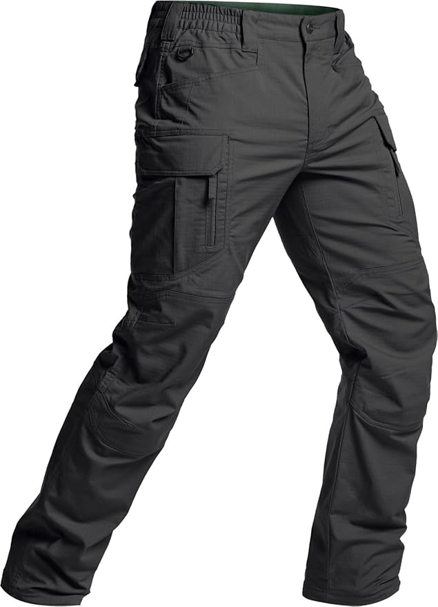 CQR Men's Flex Stretch Tactical Pants, Water Resistant Ripstop Cargo Pants, Lightweight EDC Outdoor Work Hiking Pants