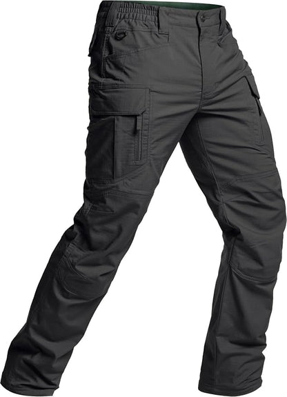 CQR Men's Flex Stretch Tactical Pants, Water Resistant Ripstop Cargo Pants, Lightweight EDC Outdoor Work Hiking Pants