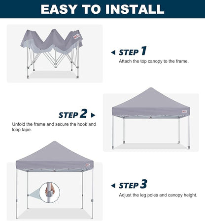 MASTERCANOPY Pop Up Canopy Tent Commercial Grade 10x10 Instant Shelter (Grey)