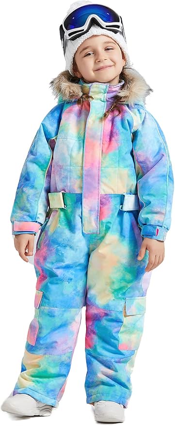 Kids Girls Boys Waterproof Colorful One Piece Snowsuits Coveralls Ski Suits Jackets Winter Jumpsuits