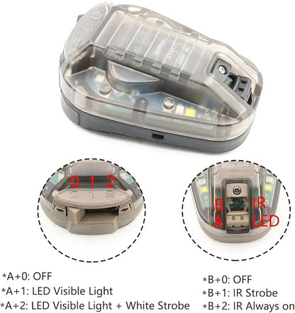 Tactical IR Strobe Helmet Light Military Identification Light with Visible LED + White Strobe Survival Signal Light (Black-Blue), EX832