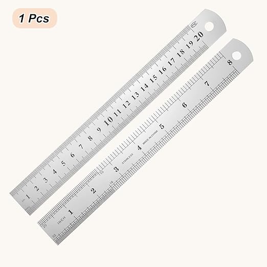 HARFINGTON Steel Ruler 8" x1-1/32 Machinist Metal Ruler Carbon Steel Metric Straight Edge Measuring Tools 0.6mm Thick for Engineering Architect Drawing Home Office