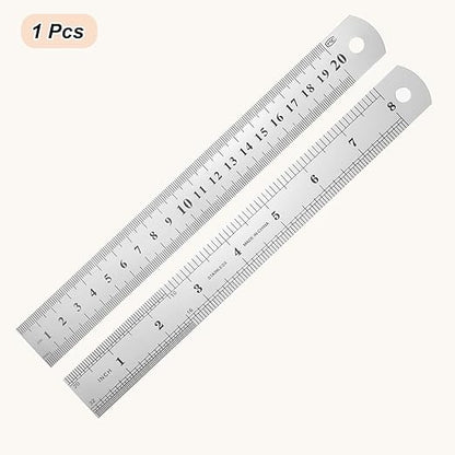 HARFINGTON Steel Ruler 8" x1-1/32 Machinist Metal Ruler Carbon Steel Metric Straight Edge Measuring Tools 0.6mm Thick for Engineering Architect Drawing Home Office