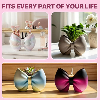 Elegant Bow Resin Molds Silicone Molds - Reusable Classic Design for Casting with Epoxy Resin, Concrete, and Plaster to Create DIY Home Decor, Cosmetic Organizers, and Plant Pots