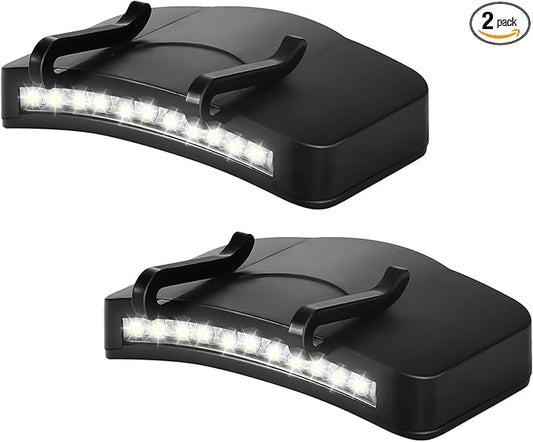 Mudder 2 Pcs Light 11 LED Cap Lights Clip on Hat Battery Powered Brim on Light Black Waterproof Ultra Bright Hat Flashlight Clip on Headlamp for Hats Hunting Camping Fishing Hiking