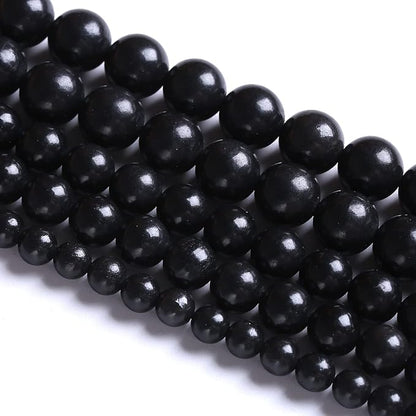 12MM 32PCS Natural Stone Shungite Beads Crystal Loose Beads for Jewelry Making DIY Bracelet