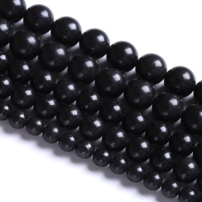 90PCS 8MM Natural Stone Shungite Beads Crystal Loose Beads for Jewelry Making DIY Bracelet