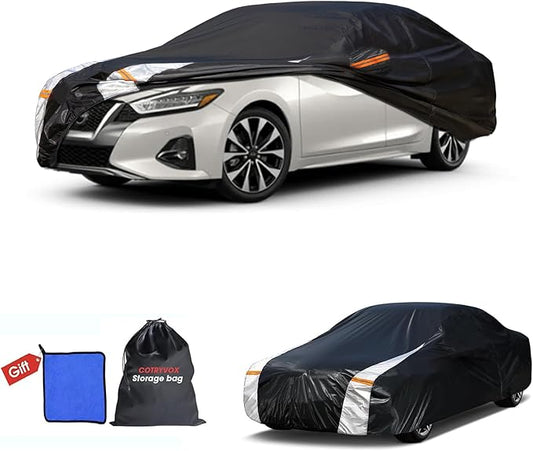 Nissan Maxima Car Cover 100% Waterproof All Weather, Gift with Towel, 10 Sedan Layers Car Cover Custom Fit 1988-2026 Nissan Maxima, Full Exterior Covers Rain Sun UV Protection with Door Zipper.