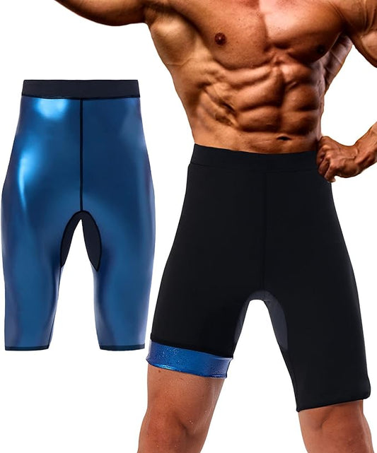 Men Sauna Pants Sweat Leggings Thermo Capris Slimming Tights Heat Trapping Suit,Humanized Mesh Crotch,High Waist