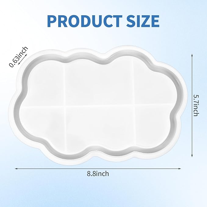 Cloud Shape Tray Silicone Mold, Silicone Molds for Epoxy Resin, for DIY Handmade Decorative Crafts, Jewelry Bases, Plates, Candle Holders, Containers