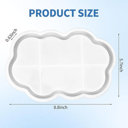 Cloud Shape Tray Silicone Mold, Silicone Molds for Epoxy Resin, for DIY Handmade Decorative Crafts, Jewelry Bases, Plates, Candle Holders, Containers