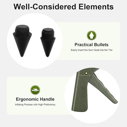 TFCFL Tire Plug Gun Mushroom Tire Plug Kit, Car Auto Tire Plugger Tubeless Tire Wheel Repair Gun Kit w/Plug Rubber Plugging, Portable Car Tire Motorcycle Tire Plugger