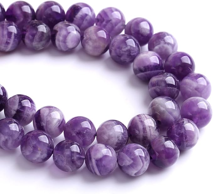 120PCS 6MM Purple Amethyst Dream Lace Beads Natural Quartz Crystal Stone Loose Beads for Jewelry Making DIY Bracelet Grade A+