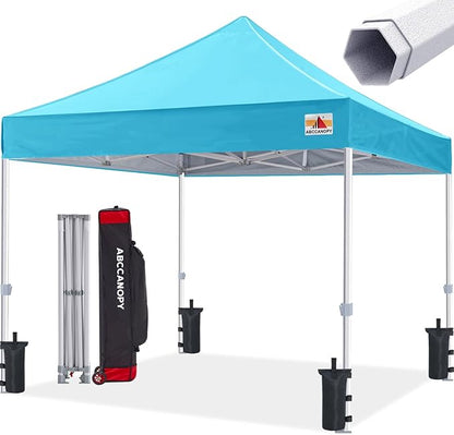 Premium Pop Up Canopy Tent 10x10 Commercial Instant Shelter, Bonus Wheeled Carry Bag and 4 Sand Bags, Sky Blue
