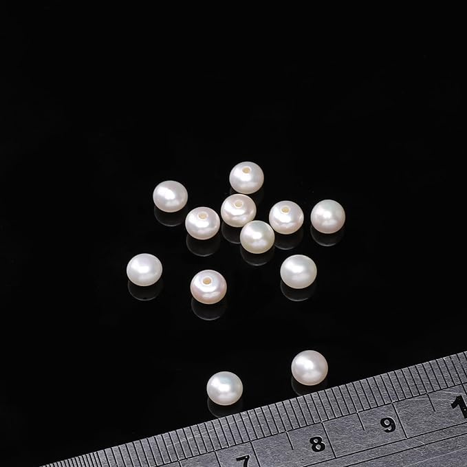 Natural Half Drilled Pearl Beads White 4.5-5mm 12pcs AAAA Freshwater Cultured Loose Gemstone Beads for DIY Stud Earring Jewelry Making