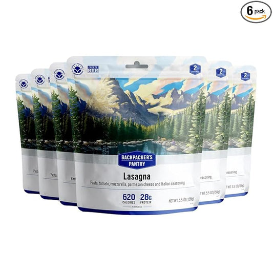 Backpacker's Pantry Lasagna - Freeze Dried Backpacking & Camping Food - Emergency Food - 28 Grams of Protein, Vegetarian - 6 Count