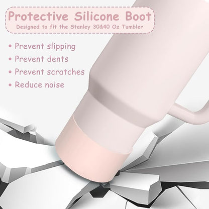 Stanley Cup Accessories Set,Including 2 Pcs 0.4in Straw Cover, 1 Silicone Spill-Proof Stopper Set of 3, 1 Cute Butterfly Handle Charm, 1 Silicone Boot Fits Stanley 40&30 Oz Tumbler (Rose Quartz)