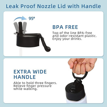 Volhoply 16 OZ Kids Water Bottle Bulk 4 Pack,Insulated Sports Bottles with Straw Lid,Stainless Steel Bottle with Handle Keep Cold & Hot,Double Wall Vacuum Tumbler Cups for School(White, 4)