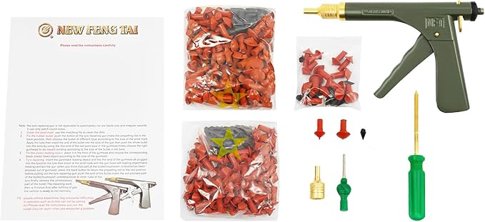 TFCFL Tire Plug Gun Mushroom Tire Plug Kit, Car Auto Tire Plugger Tubeless Tire Wheel Repair Gun Kit w/Plug Rubber Plugging, Portable Car Tire Motorcycle Tire Plugger