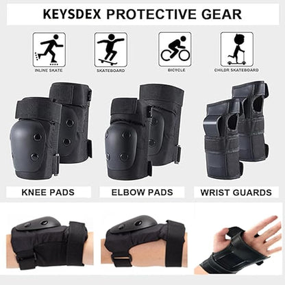 Knee Pads Elbow Pads Wrist Guards for Adult Youth Kids 6 in 1 Protective Gear Set for Roller Skateboarding Scooter Inline Skating Cycling Skating BMX Bike Outdoor Sports