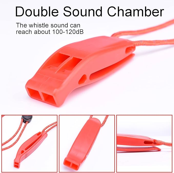 5 Pack Whistles Emergency, Shrill Loud Kayak Safety Whistle with Reflective Lanyard for Outdoor Climbing Hiking Camping Fishing Boating Boat Life Jacket Water Survival Rescue Signaling (5 Color)