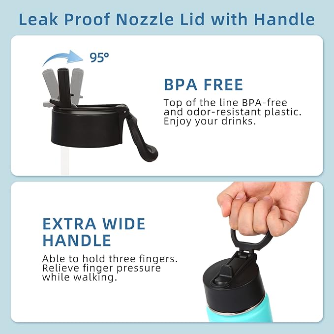 Volhoply 16 OZ Kids Water Bottle Bulk 4 Pack,Insulated Sports Bottles with Straw Lid,Stainless Steel Bottle with Handle Keep Cold & Hot,Double Wall Vacuum Tumbler Cups for School(Green Blue, 4)