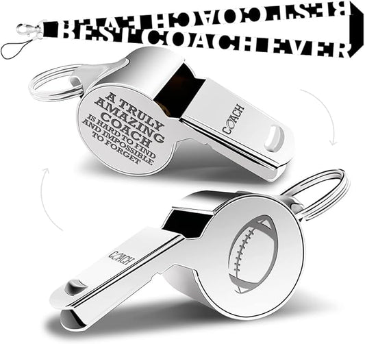 Whistle Football Coach Gifts Whistle for Coaches Teachers Whistle Emergency Coach Referee Lifeguard Loud Whistle for Men Women Teacher Referees Sports Coaches Whistle with Lanyard Cheer Coach Gift.